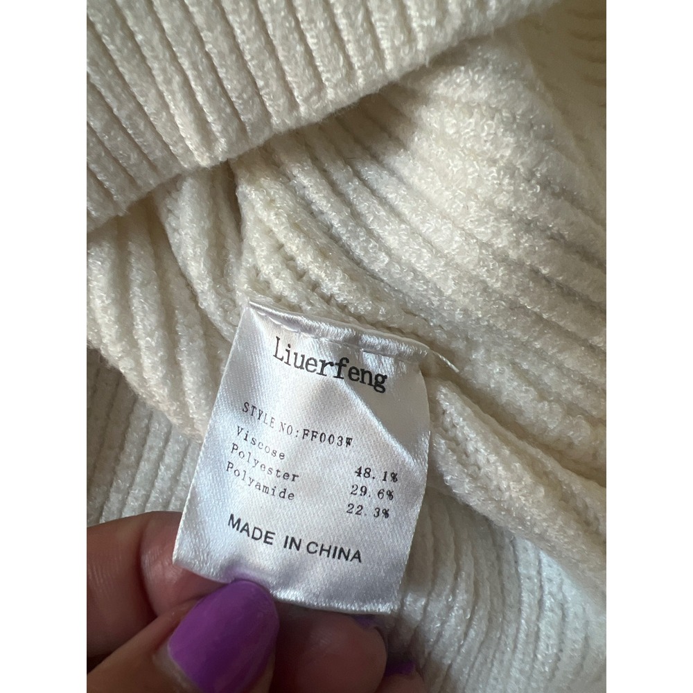Oversized Cream Ribbed Sweater small - Picture 6 of 7